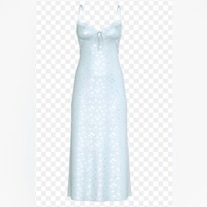 Victorias Secret Tease Butterfly Satin Cupped Midi Slip Dress XS Light Blue